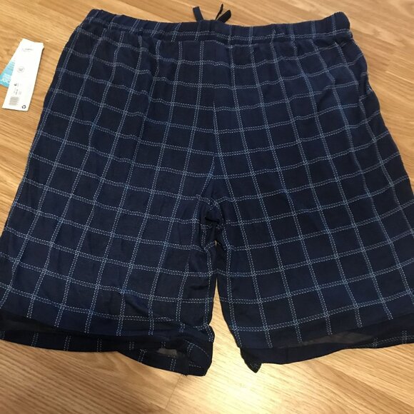 JOCKEY Sleep Lounge Shorts Men Med Rest Well Moisture Wicking Navy Plaid Pockets - Picture 4 of 10